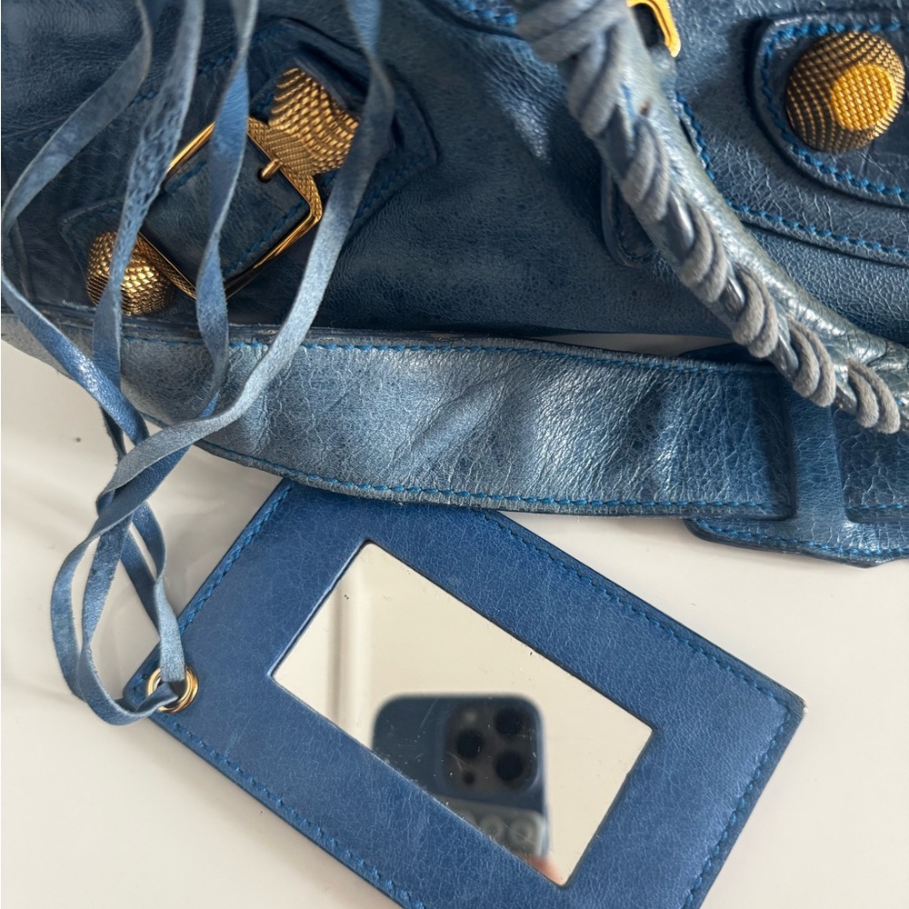 Balenciaga Navy Shoulder Bag with Gold Accents - Picture 2 of 12